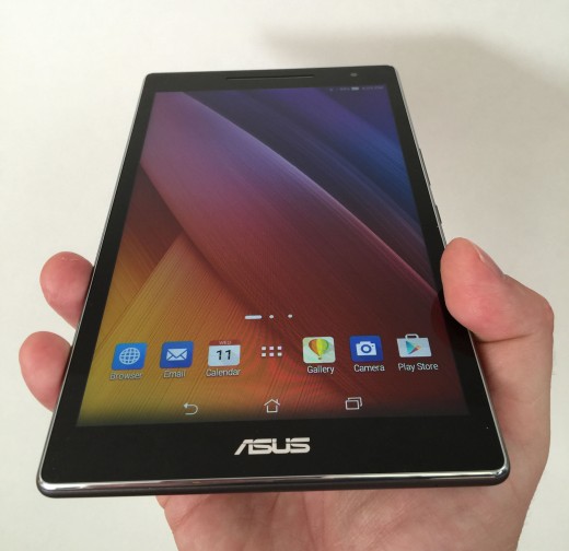 The ZenPad 8.0 fits comfortably in one average sized hand.